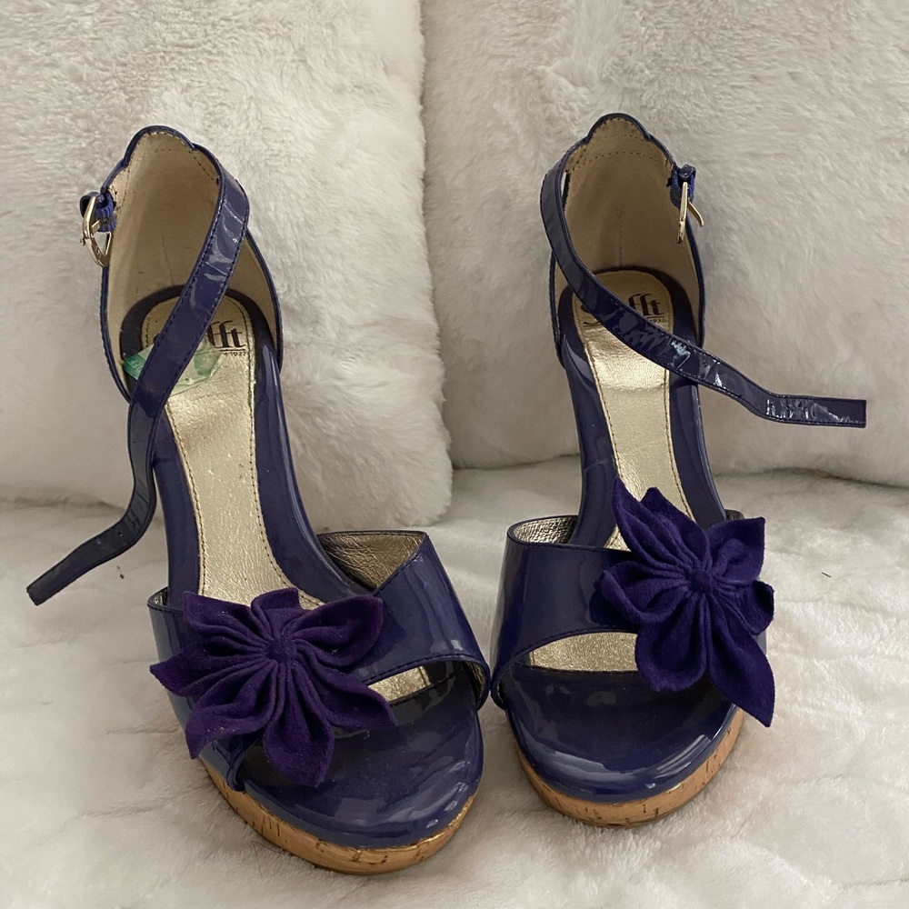 Dark purple sandal heels; size 7